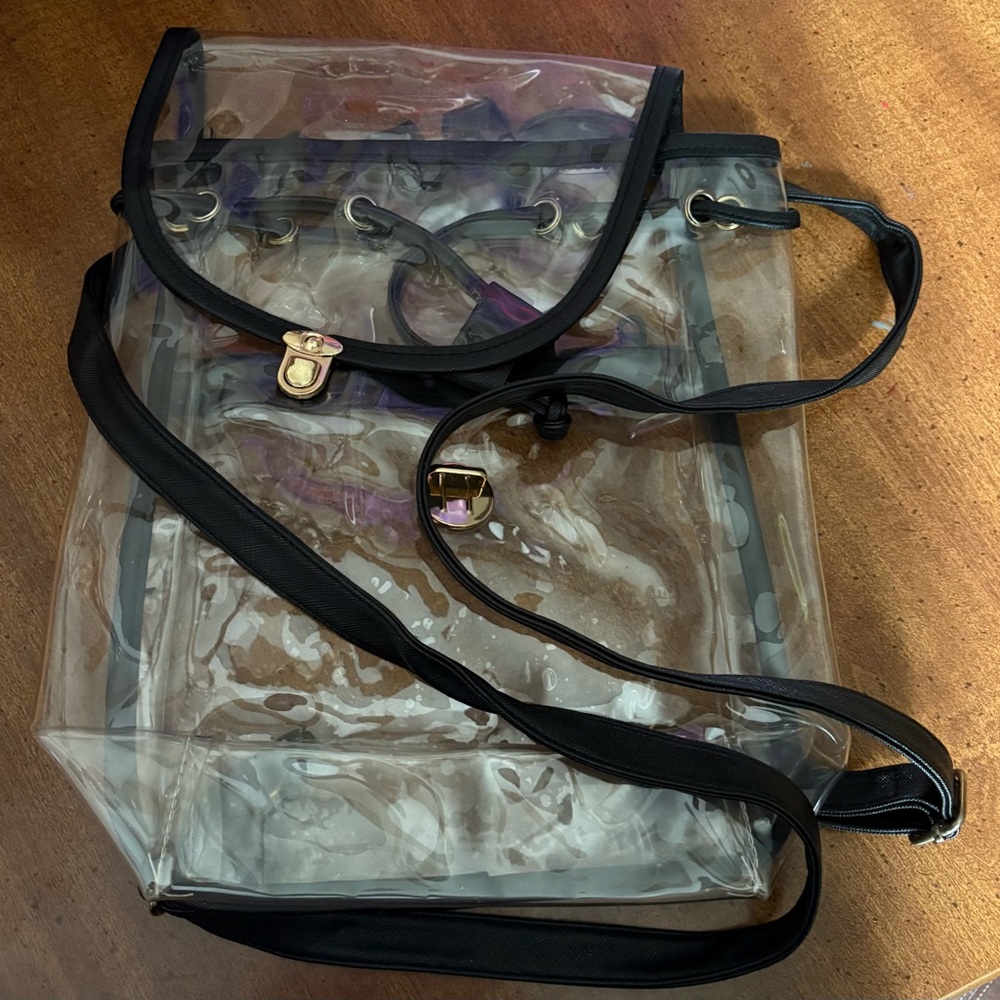 Transparent Black Trim Women's Bag